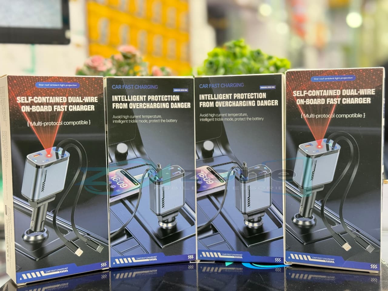 4 in 1 Car Fast Charger with Starry sky Lights