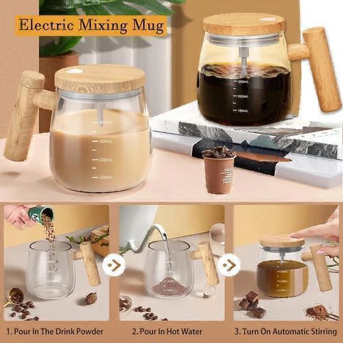 400ml Self Sterling Automatic Rechargeable Glass Material Mixing Cup (with Box Packing)