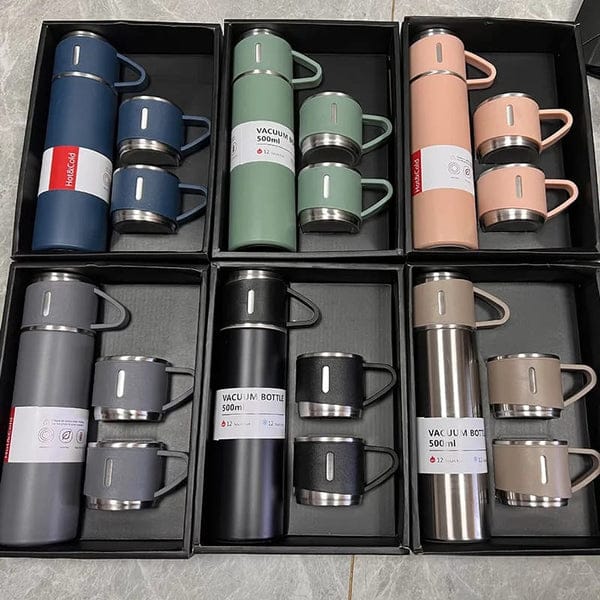 500ml Stainless Steel Vacuum Thermal Flask Set with 2 Extra Cups(limited stock)