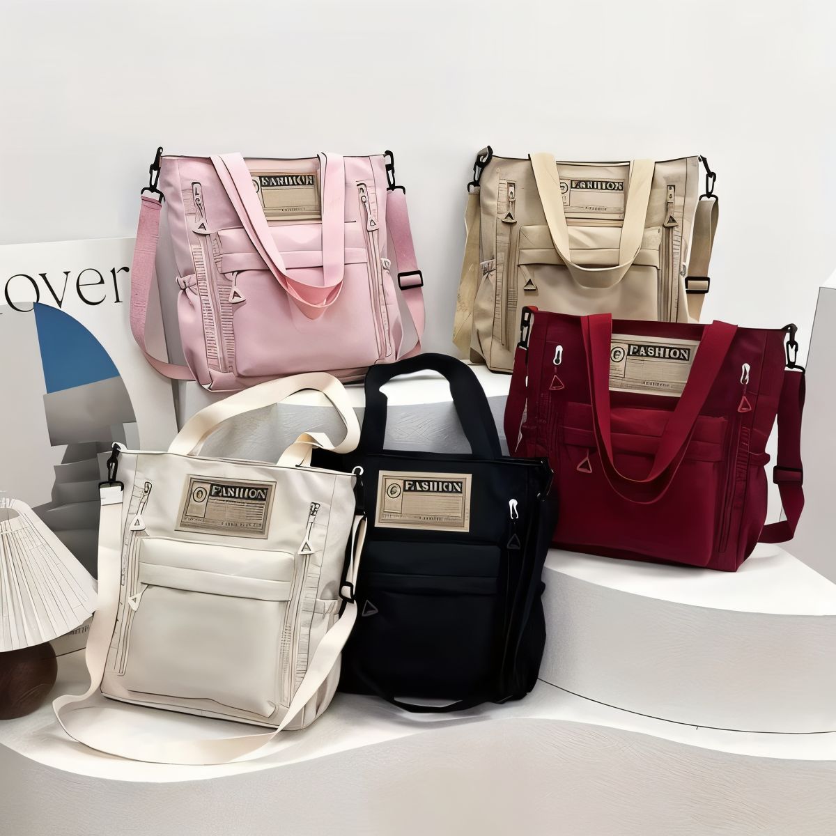 Nylon Student Shoulder Tote Bag