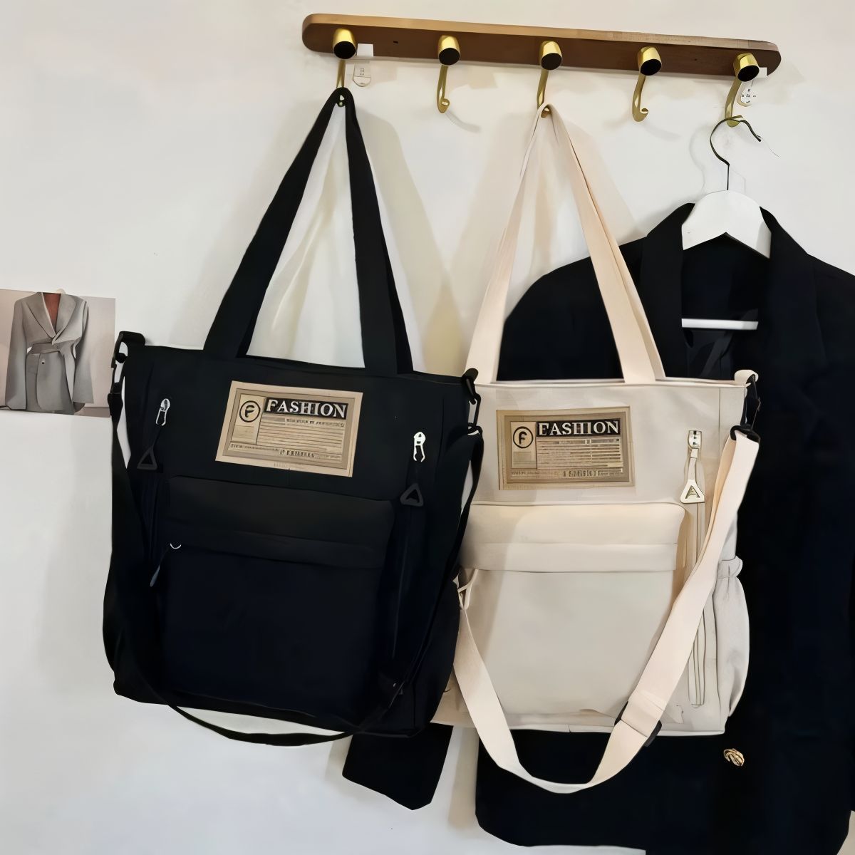 Nylon Student Shoulder Tote Bag