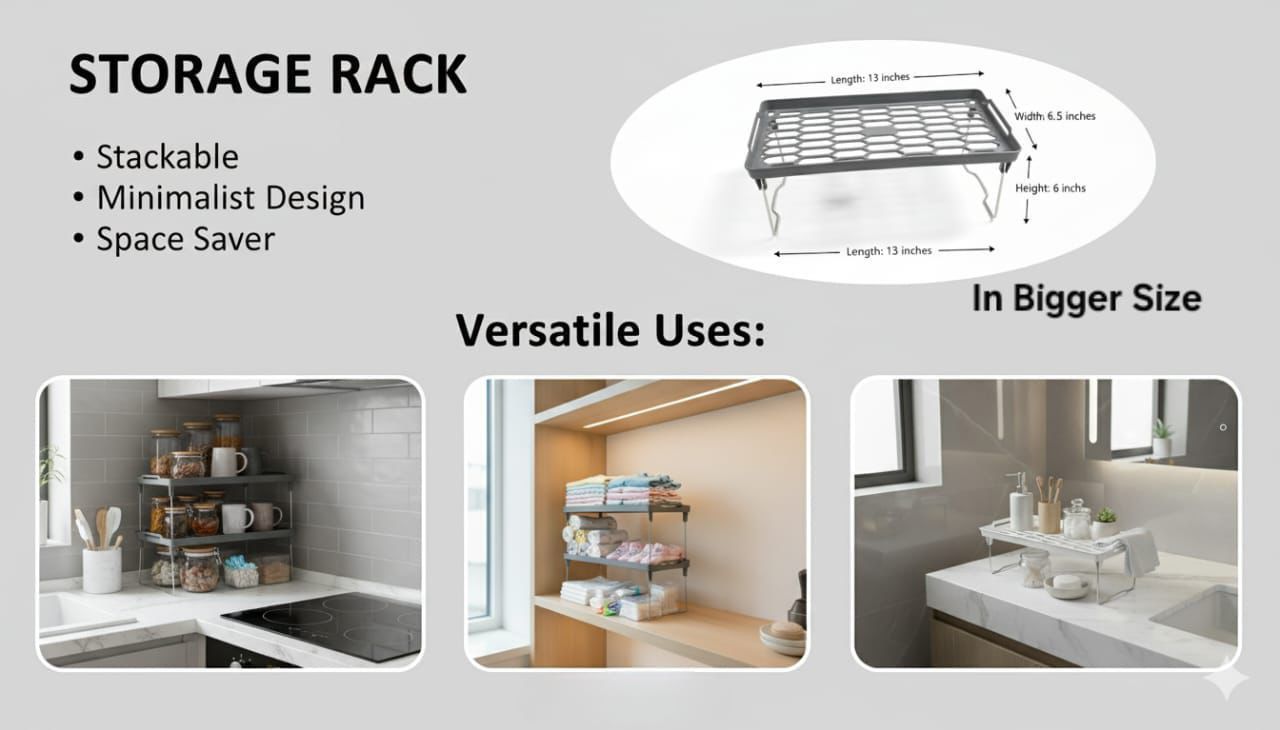 Multipurpose Foldable Storage Single Layer Kitchen Rack with Box Packing
