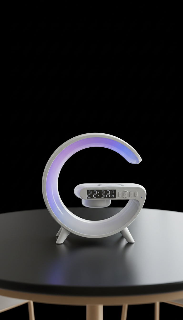 LED Wireless Charging Bluetooth Speaker Smart Table Night Light BT Music Player Phone Wireless Charging RGB Desk Lamp with Digital Clock and Warm Led Lamp